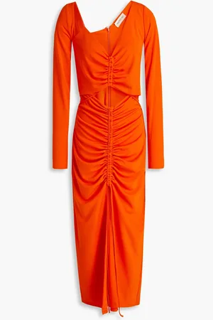 Nicholas Gerafftes Midikleid aus Stretch-Jersey mit Cut-outs - Orange - US 0