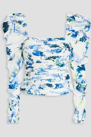 AJE Marlene Oberteil aus Baumwolle mit floralem Print und Falten - - UK 4
