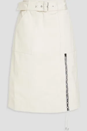 3.1 Phillip Lim Rock aus Baumwoll-Gabardine mit Gürtel und Schnürung - Weiß - US 4