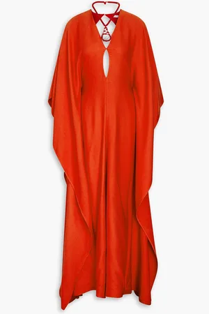 Chloé Drapiertes Maxikleid aus Seiden-Jersey mit Cut-outs und Verzierung - Rot - FR 34