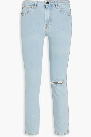 3x1 Hoch sitzende Skinny Jeans in Distressed-Optik - Blau - 25