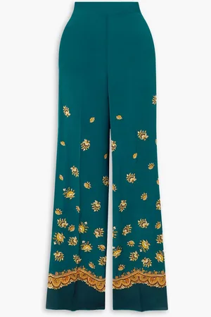 Etro Hose mit weitem Bein aus Crêpe de Chine aus Seide mit Paisley-Print - Blau - IT 46