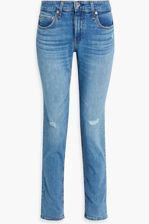 RAG&BONE Dre Boyfriend-Jeans in Distressed-Optik - Blau - 23