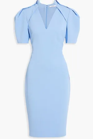 Badgley Mischka Plissiertes Kleid aus Crêpe - Blau - US 6