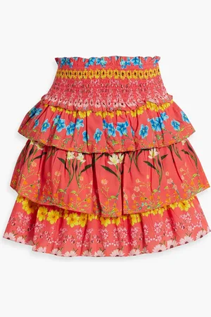 Cara Cara Lindsey gestufter Minirock aus Baumwoll-Voile mit floralem Print - Orange - XXS
