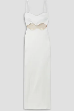 GALVAN Isola Bella Maxikleid aus Strick mit Mesh-Einsatz - - FR 40