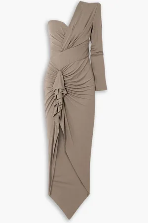 ALEXANDRE VAUTHIER Asymmetrisches Maxikleid aus Stretch-Jersey mit Rüschen - Neutral - FR 38