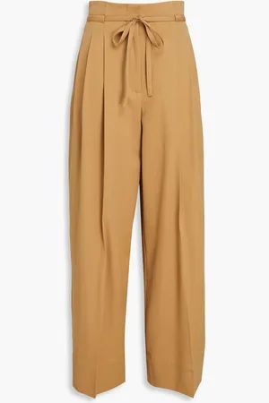 3.1 Phillip Lim Hose mit weitem Bein aus Woll-Twill mit Falten - Braun - US 6