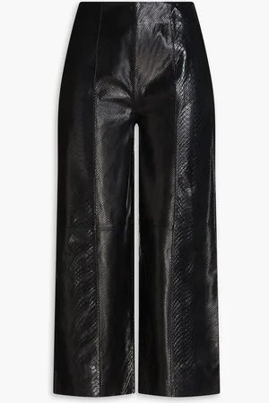 By Malene Birger Miloris Cropped Hose mit weitem Bein aus Leder mit Schlangeneffekt - - DE 34