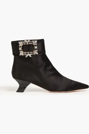 Roger Vivier Ankle Boots aus Satin mit Kristallverzierung - - EU 34.5