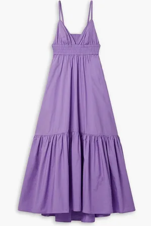 A.L.C. Rhodes gerafftes Midikleid aus Baumwollpopeline mit Cut-outs - Lila - US 10