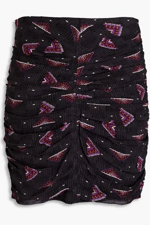 Bash Cassi Minirock aus Georgette mit Fil-Coupé, Print und Raffungen - Grau - 3