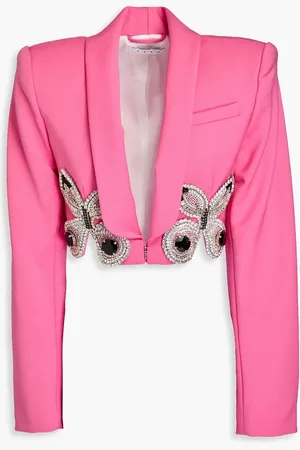 AREA Cropped Blazer aus einer Wollmischung mit Verzierung - Pink - US 8