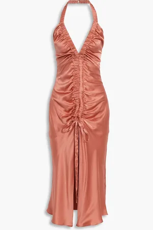 Nicholas Neckholder-Midikleid aus Crêpe aus Seidensatin mit Raffungen - Pink - US 0