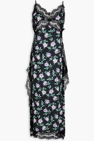 Msgm Midikleid aus Crêpe de Chine mit floralem Print und Spitzeneinsätzen - - IT 40