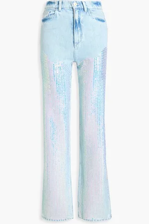 Wandler Rose hoch sitzende Jeans mit geradem Bein und Pailletten - Blau - 26
