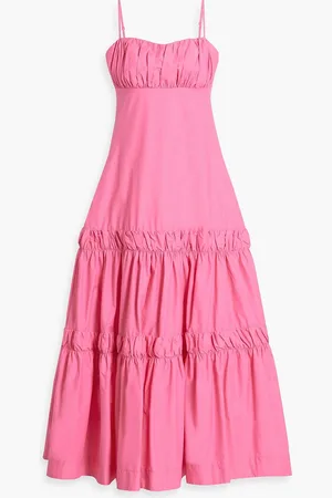 Nicholas Gerafftes Maxikleid aus Baumwollpopeline - - US 2