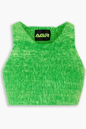 AGR Verkürztes Tanktop aus einer gebürsteten Baumwollmischung - Grün - L