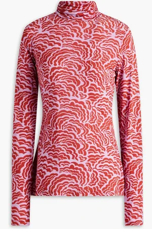 A.L.C. James bedrucktes Rollkragenoberteil aus Stretch-Mesh - Rot - XL