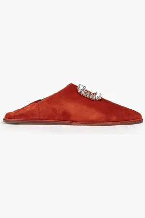 Roger Vivier Bab Viv Slippers aus Veloursleder mit Kristallverzierung - Braun - EU 35