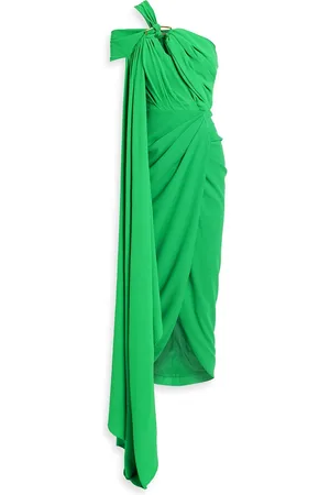 RHEA COSTA Drapiertes Midikleid aus Crêpe mit asymmetrischer Schulterpartie - - IT 38