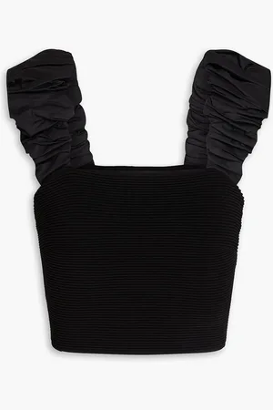AJE Allard Cropped Oberteil aus Taft und Rippstrick mit Raffungen - - XL