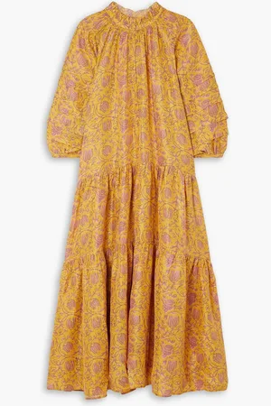 APIECE APART Trinidad Midikleid aus Seide mit Blumenprint - Gelb - S