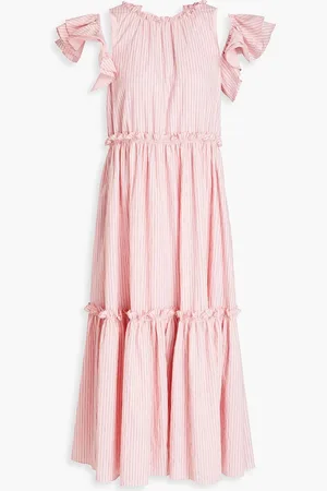 Cinq A Sept Sofia gerafftes Midikleid aus Jacquard mit Streifen - Pink - US 10