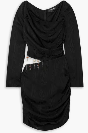Ahluwalia Femi Minikleid aus Moiré mit Raffungen, Cut-out und Zierperlen - - UK 14