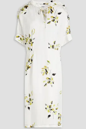 DAY Birger et Mikkelsen Keira Midikleid aus gehämmertem Satin mit floralem Print - - DE 38