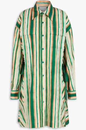 3.1 Phillip Lim Gestreiftes Hemdkleid aus Baumwollpopeline in Minilänge - Grün - XS