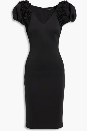 Badgley Mischka Kleid aus Scuba mit floralen Applikationen - - US 6