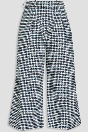 ALEXANDRE VAUTHIER Culottes aus Baumwoll-Tweed mit Hahnentrittmuster und Falten - - FR 36