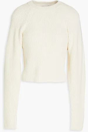 LVIR Gerippter Pullover aus Baumwolle mit Cut-outs - Weiß - M