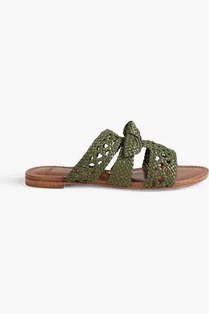 ALEXANDRE BIRMAN Clarita Sandalen aus geflochtenem Leder mit Schleife - Grün - EU 35
