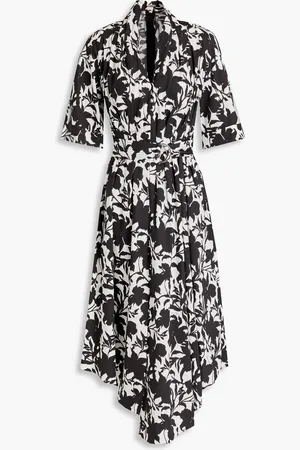 ADAM LIPPES Asymmetrisches Midikleid aus Popeline aus einer Baumwollmischung mit Print - - US 0