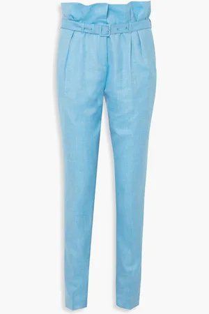 GABRIELA HEARST Wool, silk and linen-blend chambray tapered pants - Blau - IT 38