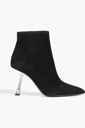 Giuseppe Zanotti Kanda 95 Ankle Boots aus Veloursleder mit Kristallverzierung - - EU 35