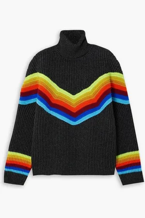 Christopher John Rogers Rollkragenpullover aus einer gerippten Wollmischung mit Streifen - Grau - L