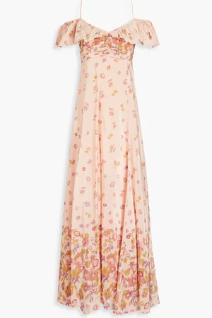by Ti Mo Maxikleid aus Satin mit Cut-outs und floralem Print - Orange - L