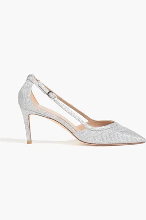 Stuart Weitzman Anny Pumps aus Lamé mit Glitter-Finish und Cut-outs - Metallic - EU 36