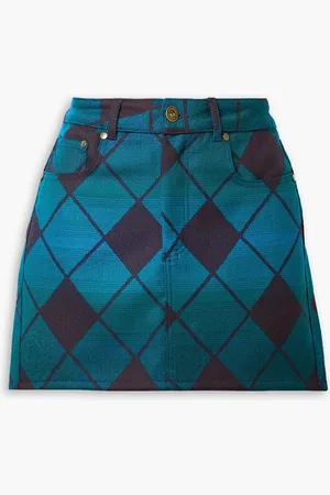 Ahluwalia Minirock aus Woll-Piqué mit Argyle-Muster - Blau - UK 14
