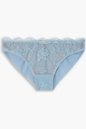I.D. Sarrieri Serendipity Brazilian-Höschen aus Tüll mit Stickereien - Blau - 0