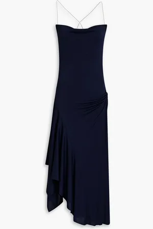 3.1 Phillip Lim Asymmetrisches Midikleid aus Jersey mit Cut-outs und Raffungen - Blau - L