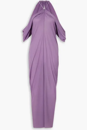 J.W.Anderson Schulterfreies Midikleid aus Jersey mit Raffungen - Lila - UK 14