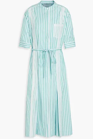 3.1 Phillip Lim Belted striped cotton-poplin midi shirt dress - Blau - US 2