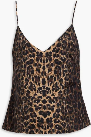 GALVAN Top aus Seidensatin mit Leopardenprint - - FR 34