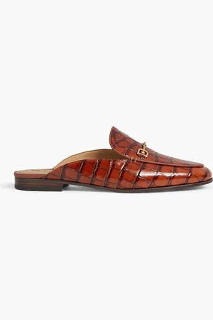 Sam Edelman Linnie Slippers aus Leder mit Krokodileffekt und Verzierung - Braun - EU 36