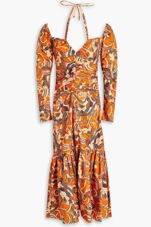 A.L.C. Gerafftes Midikleid aus Baumwolle mit Print - - US 4