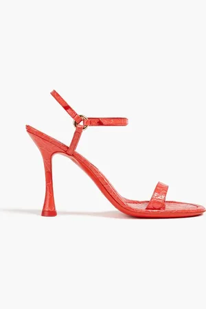 By Far Mia Sandalen aus Leder mit Krokodileffekt - Orange - EU 36
